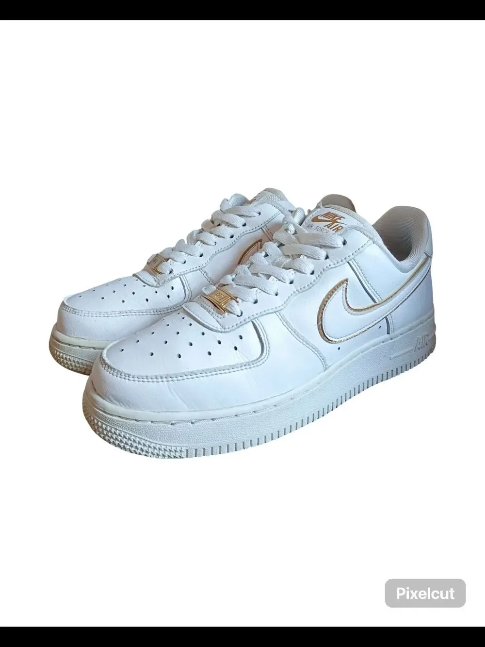 Nike Air Force 1 '07 ESS - White & Metallic Gold - Women's Size 7